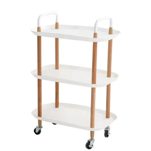 Modern White Wood Kitchen Island Cart with Storage Adjustable Features Easy to Clean