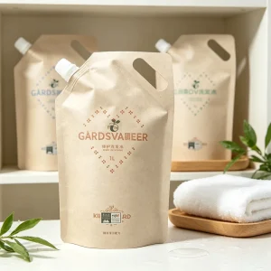 Moisture-Proof Kraft Paper Spout Pouch for Powder, Shampoo, and Liquid Laundry Detergent