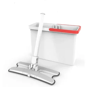 Mop Bucket Kit Press down Wash & Squeeze Microfiber Pad Hands free Washing for Household Commercial Floor Cleaning