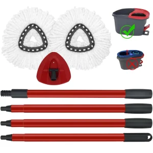 Mop Replace Heads Mop Handle and Base Replacement for EasyWring 1-Tank Spin Mop System