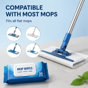 Mop Wipes Ultra Soft Plush Non Irritating Silky with Strong Cleaning Power Customizable for All Hard Floor Types