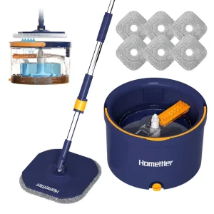 Mops Cleaning Tool for Spin Mop Bucket Set with 360 Rotating Clean and Dirty Separation Telescopic Handle for Cleaning