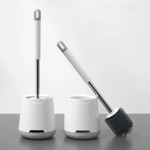 Mountable Long-Handle Toilet Brush Set with Holder for Bathroom Cleaning