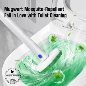 Mugwort Disposable Toilet Brush with Built-In Cleaning Solution and Scale-Removing Cleaner for Fresh Bathroom