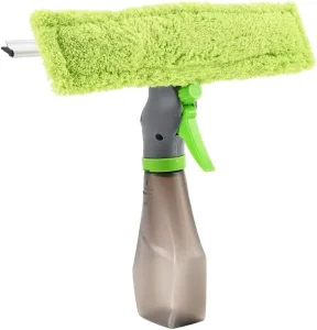 Multi Application Eco Friendly Trigger Spray Dust Duster Refillable Liquid Bottle Rotatable Head Washable Microfiber Squeegee