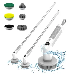 Multi-Function Electric Spin Scrubber with Extension Handle for Bathroom and Kitchen Cleaning