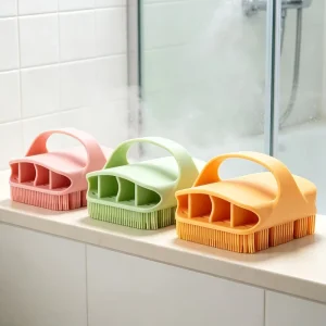 Multi Functional Ergonomic Handle Silicone Shower Brush Lightweight BPA Free Cleaning Tool for Bath