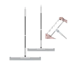 Multi Functional Long Handle Plastic Floor & Wall Wiper with Microfiber Cleaning Brush
