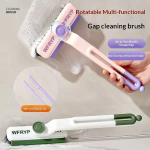 Multi-Functional Rotating Gap Brush for Bathroom and Kitchen Cleaning with Water Scraper