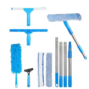 Multi Functional Telescopic Rod Window Cleaner for Household Glass Cleaning Set Stainless Steel Rod Wiper