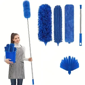 Multi-Head Long-Handle Microfiber Duster for Ceilings, Fans, Home, and Car Cleaning