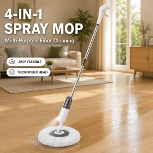 Multi-Purpose 4-in-1 Spray Floor Mop Manual Plastic Basket Extendable Stainless Steel Handle 360 Flexible Microfiber Mop Head