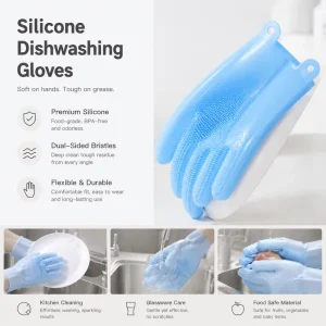 Multi-Purpose Eco-Friendly Silicone Scrubber Brush Glove for Vegetable and Dish Cleaning