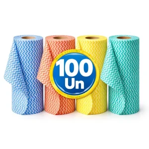 Multi Purpose Kitchen Cleaning Cloth Roll 100 Count 25×30 cm Washable Reusable Highly Absorbent Quick Drying