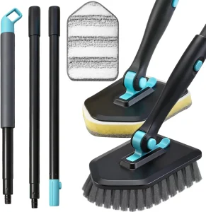 Multi-Purpose Kitchen and Bathroom Floor Scrub Brush with 180-Degree Rotatable Brush
