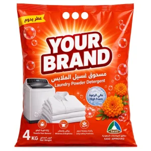 Multi-Purpose Laundry Detergent Powder for Hand and Machine Wash, Saudi Middle East, Bulk OEM Private Label