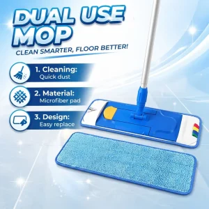 Multi-Purpose Microfiber Flat Mop with Replacement Head for Household and Professional Floor Maintenance