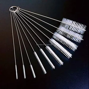 Multi-Purpose Nylon Tube Cleaning Brush Set with Steel Handle for Straws and Pipes