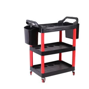 Multi Purpose Plastic Car Wash Cart Detailing Tool 3 Shelf Car Wash Detailing Trolley for Car Wash Shop