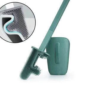 Multi-Scene TPR Toilet Bowl Brush with Drainable Holder and Adhesive Hook for Wall Hanging