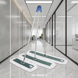Multi-Size Green Flat Dust Mop Aluminum Handle for Commercial Office Hallway Floor Cleaning