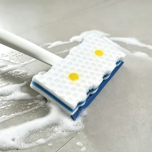 Multi Surface 2 in 1 Bathroom Brush Replaceable Nano Sponge Memory Foam Heads Squeegee Cleaner for Home Use