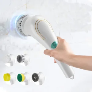 Multi-Surface Touch Control Electric Cleaning Scrubber with Replaceable Heads for Bathtub Sink and Kitchen Counter