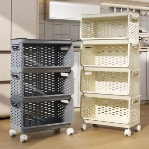 Multi layer movable plastic vegetable storage rack thick PP storage basket tray kitchen accessory storage box large capacity