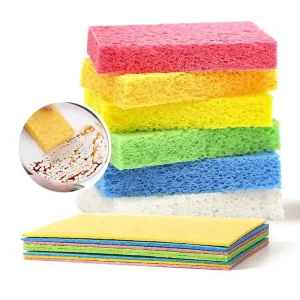 Multicolor Biodegradable Natural Cellulose Wood Pulp 20mm Thick Sponge Scouring Pad Roll