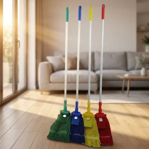 Multicolor Cotton String Wet Mop Detachable Clip on Mop Head for Hotel Property Janitorial Floor Cleaning