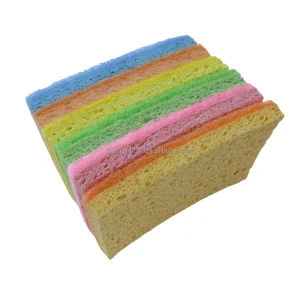 Multicolor Natural Cellulose Wood Pulp Sponge Scouring Pad for Dishwashing and Kitchen Cleaning