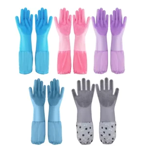 Multicolor Silicone Waterproof Durable Household Dishwashing Gloves