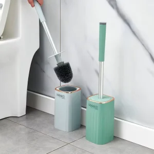 Multicolor Toilet Brush Set with Wall-Mount Holder and Non-Slip Handle