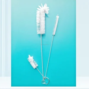 Multifunction 3 Piece Bottle Cleaning Brush Set for Kitchen Use Stainless Steel Handle Nylon Bristles Eco Friendly