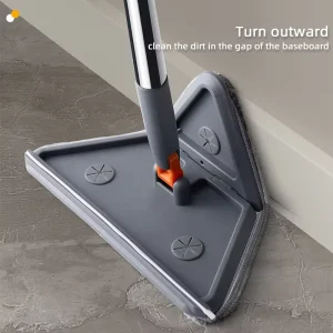 Multifunction Foldable Triangular Sponge Mop with Splice Rod, Wall and Baseboard Cleaner