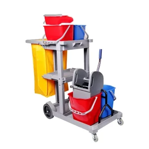Multifunction Hotel Housekeeping Cleaning Trolley Cart 500 lb Capacity 4 Wheel Sanitation Dedicated Guest Room Cleaning