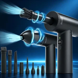 Multifunctional 2 in 1 Handheld Vacuum Air Duster 90000RPM High Speed Electric Compressed Air Cleaner for Car Home