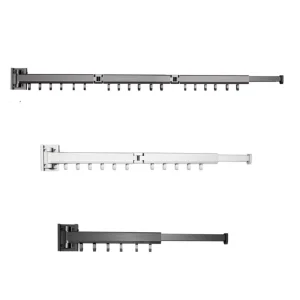 Multifunctional Clothes Drying Rack Space Aluminum with Hooks Wall mounted Rotating Telescopic Folding Clothes Drying Rack