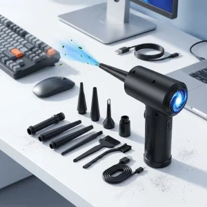 Multifunctional Cordless Handheld Compressed-Air Duster for Computer Keyboards and Screens
