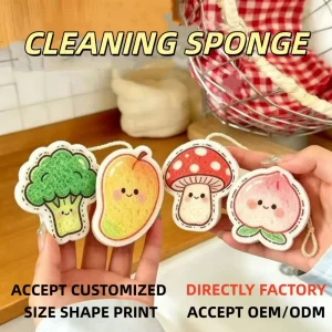 Multifunctional Dishwashing Scrub Cleaning Sponge Non Scratch Cartoon Compressed Wood Pulp Sponge