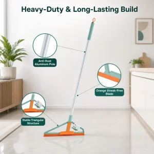 Multifunctional Floor Squeegee Magic Broom 34cm Aluminum Handle Water Scraper Hair Removal Tool for Pet Tile Glass Window