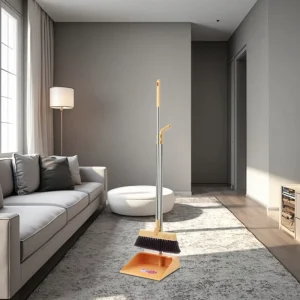 Multifunctional Indoor Plastic Broom Dustpan Set for Home Flooring and Bedroom Use Stainless Steel Head