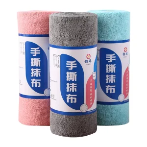 Multifunctional Quick Dry Eco Friendly Polyester Satin Double Sided Edgeless Cleaning Cloth Roll Kitchen Dishcloths Washable