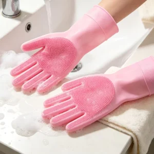 Multiple Color Options Silicone Dish Wash Scrub Gloves Waterproof Reusable Gloves for Dishes
