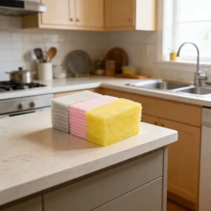 Multipurpose Citric Acid-Infused Non-Scratch Dishwashing Scouring Pad