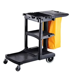 Multipurpose Commercial PP Plastic Cleaning Cart Plastic Janitor Trolley for Hotel Hospital Housekeeping Services
