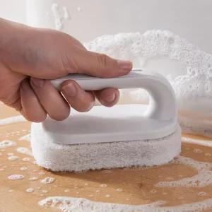 Multipurpose Polyester Fiber Cleaning Brush with Handle and Sponge