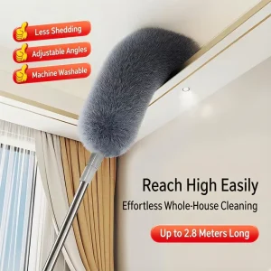 Multisurface Anti-Static Refillable Duster with Bendable Handle for Pet Hair Removal from Sofas