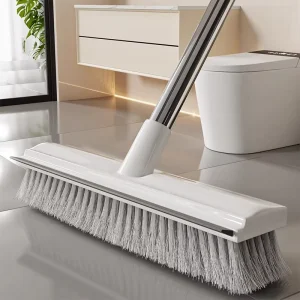 NOWJOY Set of Long Handle Toilet Hard Brush Nylon Brush Portable Floor Cleaning Wiper Tool for Bathroom Balcony Durable Plastic
