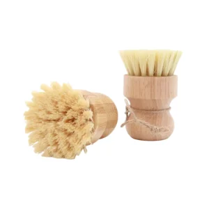 Natural Bamboo Wood Handle Dish Brush Set with Sisal Brushes for Pot Pan and Tableware Cleaning